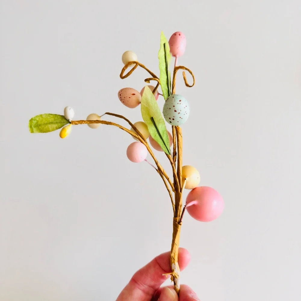 Pastel Easter Egg Floral Pick Green Leaves Stem Spring Eggs Arrangement
